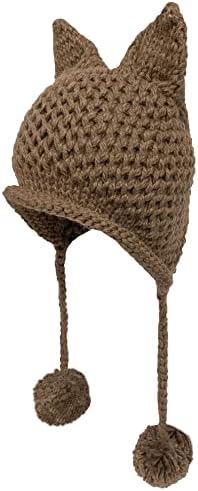 נשים כובע חתול אוזן סרוגה קלוע לסרוג כובעי חם סנובורד חורף