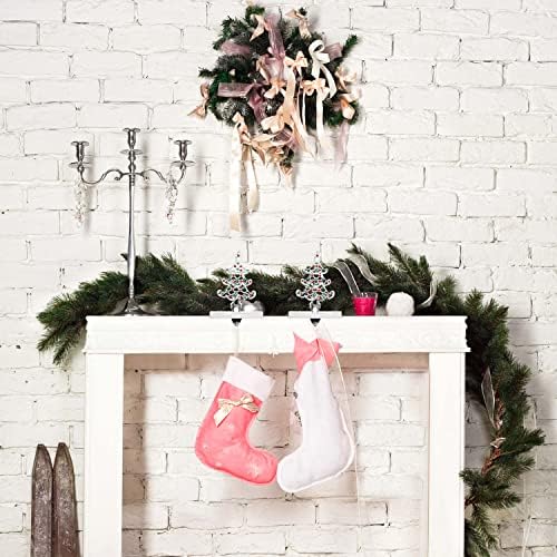 מחזיקי גרב לחג המולד של ג'ינגל לחג-מחזיקי גרב עץ חג המולד עם 2 חבילות מעטה-מחזיק גרב עץ מתכת מעמד עם