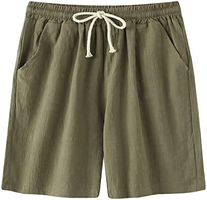 מכנסי פשתן כותנה של Beuu לקיץ גברים משקל קל משקל קל משקל מכנסיים קצרים נושמים נושמים מכנסיים קצרים בחוף