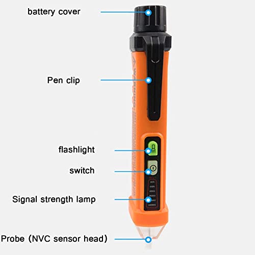 Guangming - עט בודק מתח ללא קשר, גלאי מתח אינדוקטיבי רגישות מתכווננת עם פנס LED ומצב אזעקה, שיפוט תיל