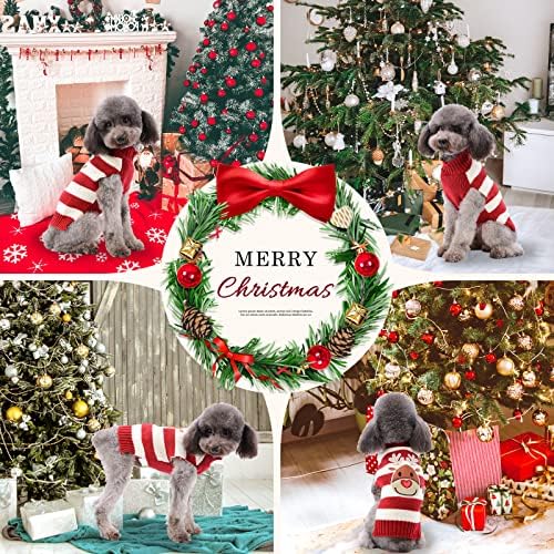 כלב כלב סוודר חג המולד סוודר פסים חמוד איילים חג המולד בגדי חיות מחמד נופש לחתול גור תלבושות לשנה חדשה