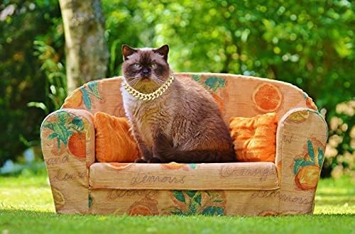 צווארון חתול חלוקה-שרשרת זהב קישור קובני יהלום קר לחתולים וחתלתולים-18 קראט מצופה זהב אמיתי 14 גודל