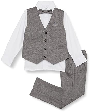 יצחק מזרחי אפוד טוויד מוצק של הילד בכושר רזה, חולצה, עניבת פרפר, סט מכנסיים