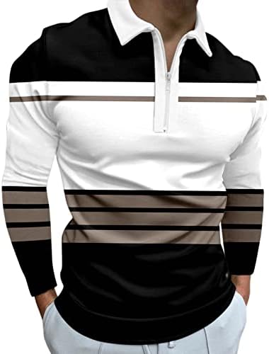 WOCACHI 2022 חולצות פולו לגברים, שרוול ארוך משובץ צווארון צווארון גולף צמרמוס חולצת מעצבי שרירים מזדמנים