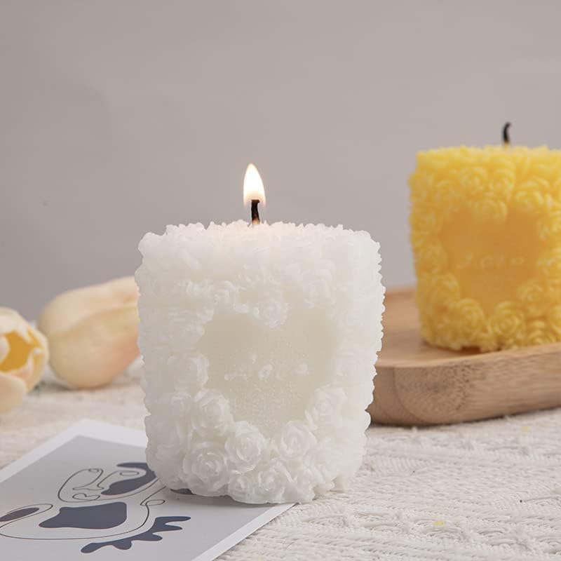 תבניות נרות צורת פרח רוז, תבניות נרות, אהבה תלת מימד סיליקון עמוד סבון סבון ליציקה של ייצור נרות ריחניים
