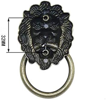 QMSeller 4 ידיות ארונות חבילות מושכות טבעת ראש אריה מושכת ידית לארון מטבח ארון ארון ארון, L 3.5 x W