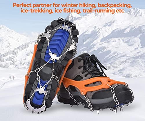 Aliglow Ice Creats סוודאות שלג מכוסות לנעליים ולגפיים, חתיכות נירוסטה שאינן מפליגות להליכה לטיולים רגליים
