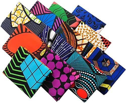 מלאכת יד 12 יחידות רבעי שומן בד אפריקאי 50 על 40 סמ חבילת בד מלאכת הדפסת שעווה בשלל צבעים לטלאים רעיונות
