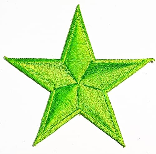 קליינפלוס 2 יחידות. ירוק כוכב קריקטורה ילדי ילדים תיקון רקום ברזל על תג לתפור על תיקון בגדי רקמת אפליקצית