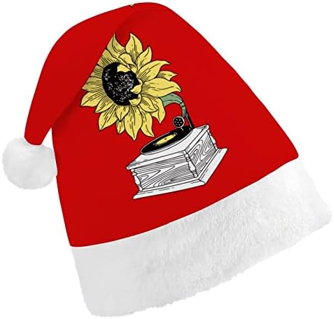 חמניות פטיפון חג המולד כובע סנטה קלאוס כובעי קצר קטיפה עם לבן חפתים לגברים נשים חג המולד חג מסיבת קישוטים