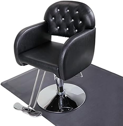 עור עם יהלומי ברבר כיסא הידראולי הרמת יופי סלון כיסא שחור