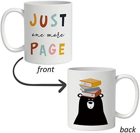 מצחיק ספרית אמרות רק אחד יותר דף חמוד דוב קורא קרמיקה קפה ספל תה כוס, כפול צד מודפס, מצחיק ספרית תולעת