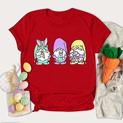 חולצת פסחא מצחיקה נשים גמדים חמודים ביצי ארנבות מודפסות חולצות טירוף