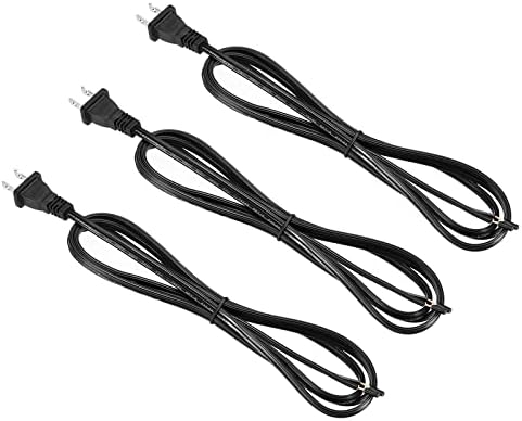 חוט מנורה של פטיקיל 6 רגל, SPT-2 18AWG UL חוט חשמל 3 חבילה מוטות מנורה שחורות החלפת תקע מקוטב לחלקים