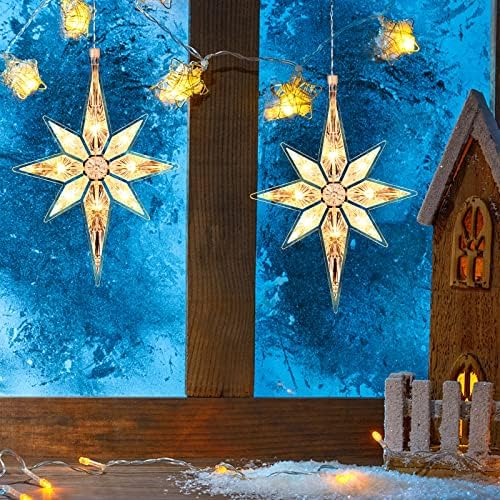10.8 אינץ 'לחם בית לחם חג המולד אורות כוכב אורות פלסטיק עץ כוכב מואר קישוט טופר קישוט כוכבי תלייה גדולים