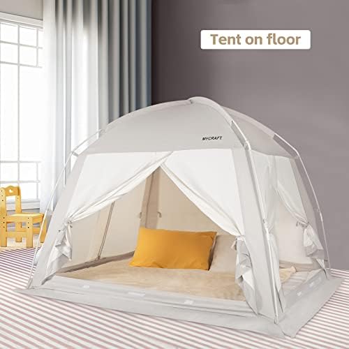 MyCraft אוהל מיטה מקורה, אוהל משחק פרטיות על המיטה, אוהל מיטת שינה חם לשימוש מקורה, אוהל סוג ללא רצפה,