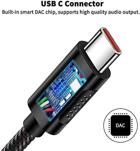 USB C עד 3.5 ממ מתאם אוזניות, ACAGET USB סוג C DONGLE AUDIO JACK CONVERTER DAC CHIP CHIP כבלים AUX AUX