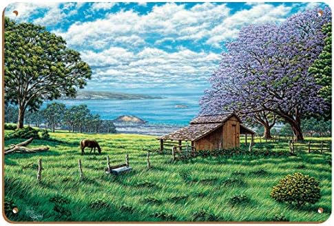 אולופלקואה אפקונטרי-מאווי, הוואי-מציור צבעוני מקורי מאת הנס אולסון-שלט אמנות עץ וינטג '8 אינץ ' 12 אינץ'