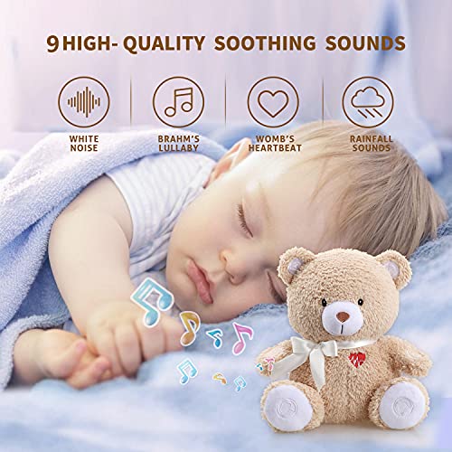 Berest Baby Cry מופעל עזרה שינה מרוחקת, מכונת רעש לבנה תינוקת ממולאת מתנות לתינוקות דוב צעצוע עם דקור